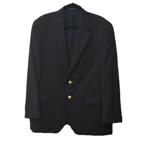 Chaps 42R Navy Wool Blazer Men’s 2 Button Gold Crest Buttons Classic Sport Coat